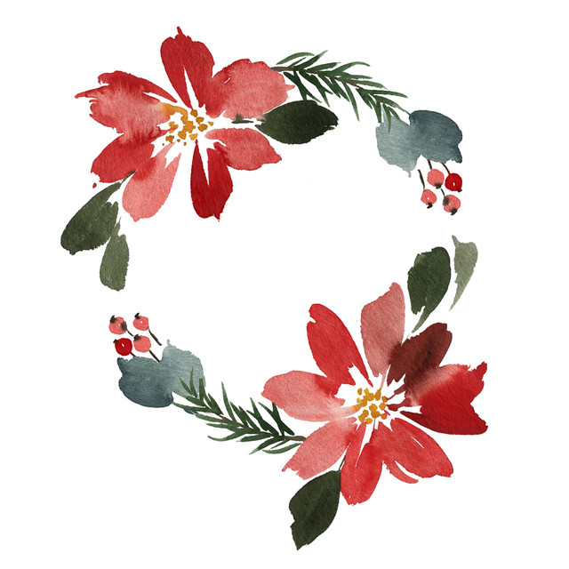 Textilposter Floral Christmas Wreath