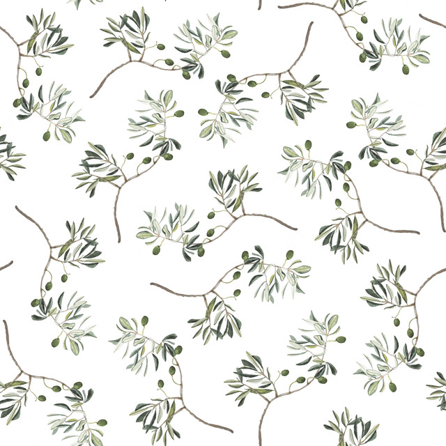 Tischset Grüne Oliven Zweige weiß