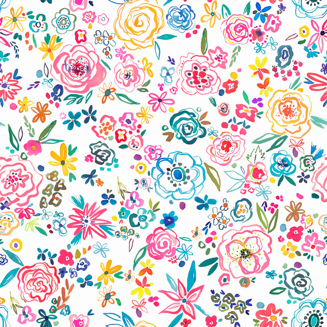 Bankauflage Colorful Line Art Floral