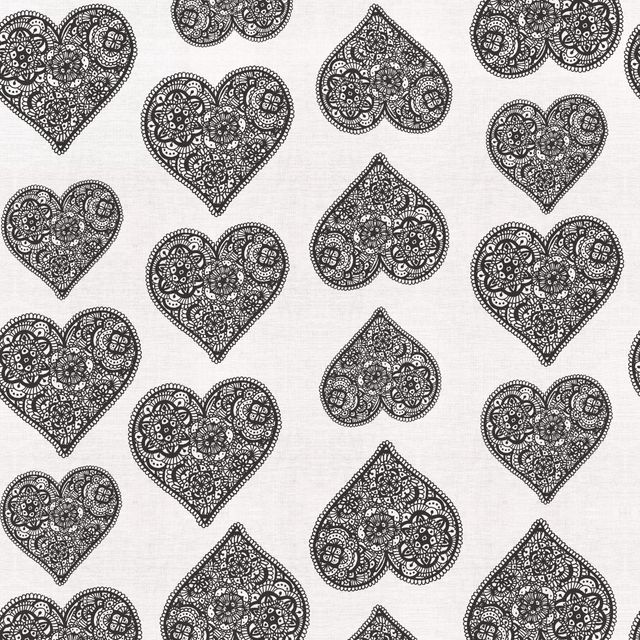 Tischset Boho hearts black white