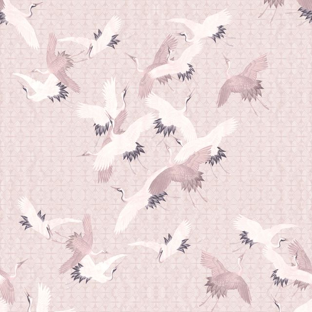 Tischdecke Japandi Vogeln rosa