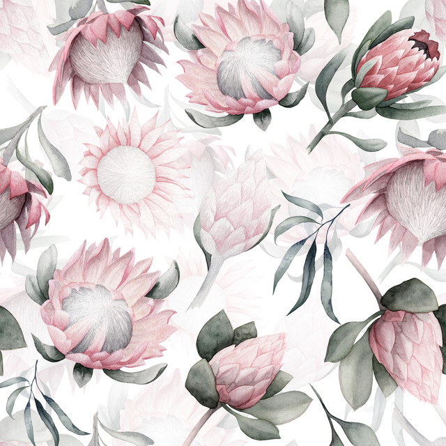 Textilposter Pastel Protea Muster