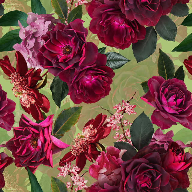 Kissen Vintage Sommer Rosen Garten