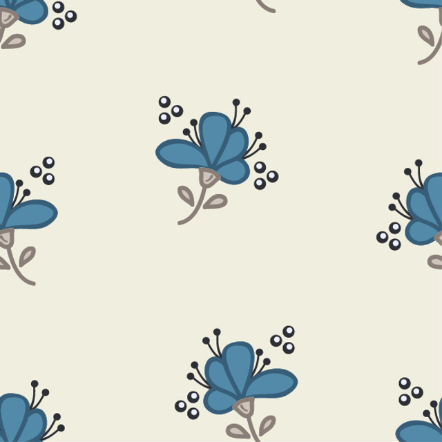 Textilposter Lost Garden Blossoms blau