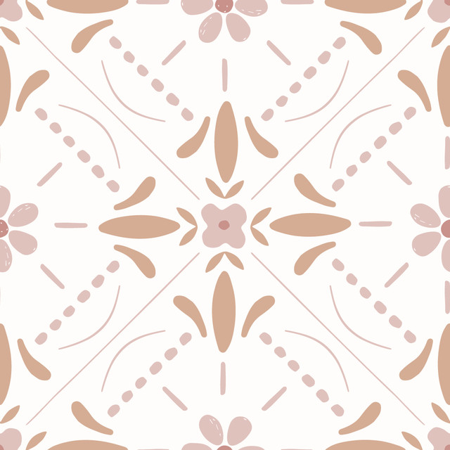 Textilposter Landhaus Fliese rosa braun