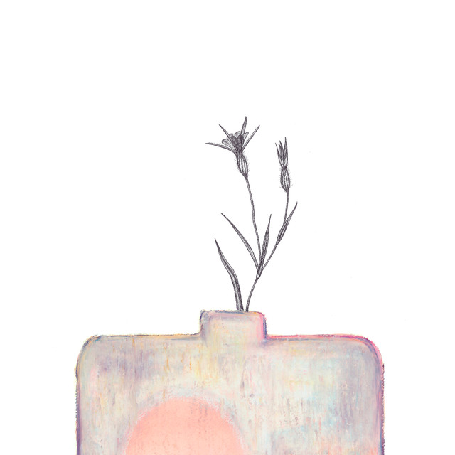 Kissen Vase grau-rosa