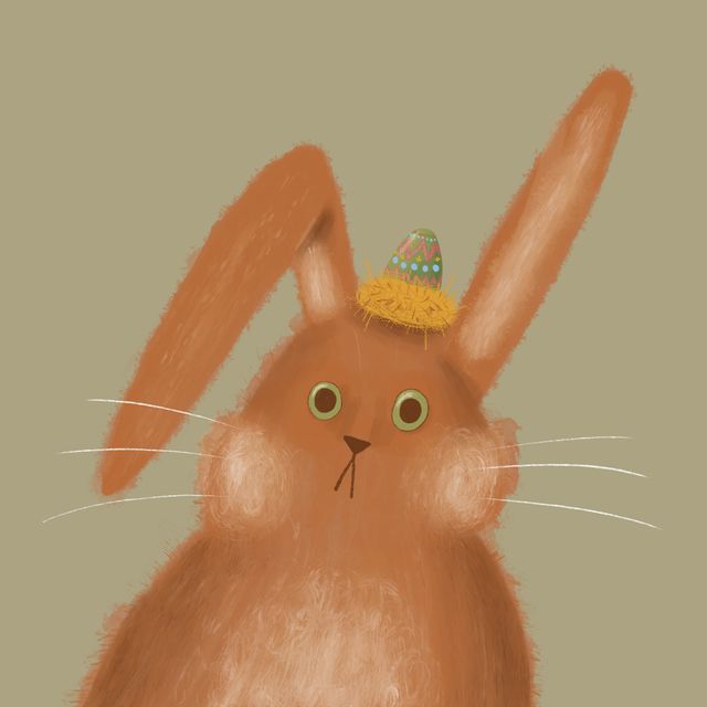Textilposter Osterhase mit Ei