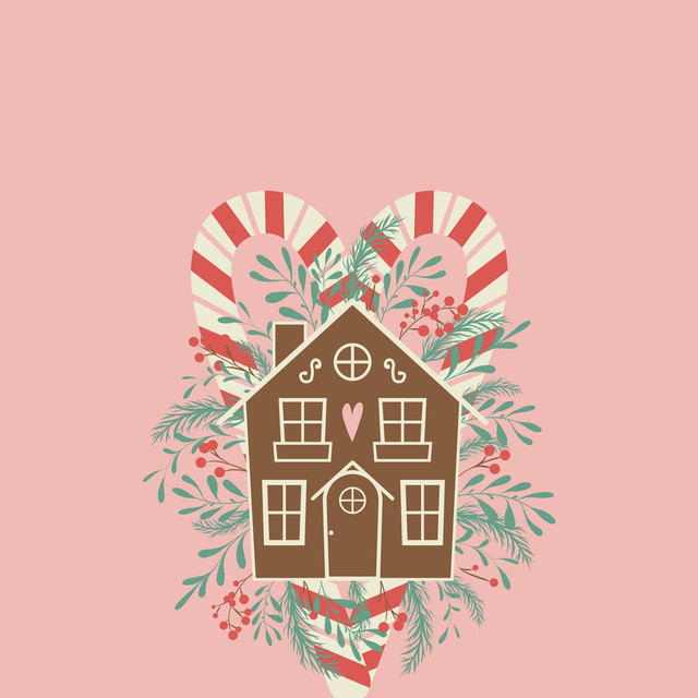 Kissen Lebkuchenhaus Pink
