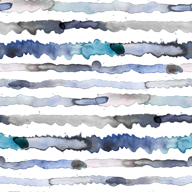 Kissen Watercolor Stripes Sea Waves