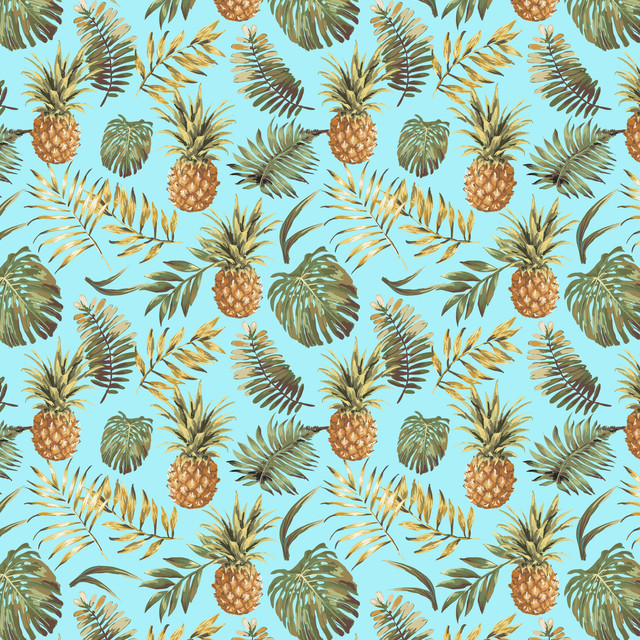Textilposter Aloha Ananas auf Türkis
