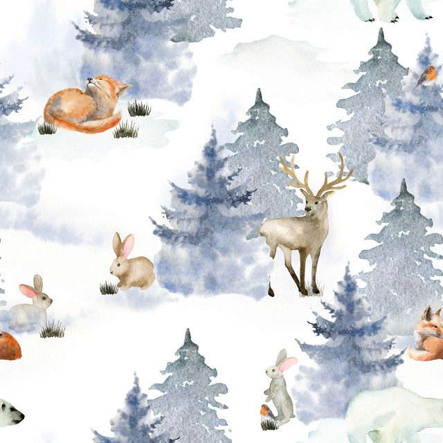 Tischdecke Tiere im Winterwald