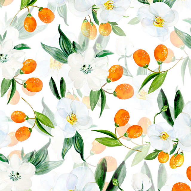 Kissen Kumquat Früchte und Blüten