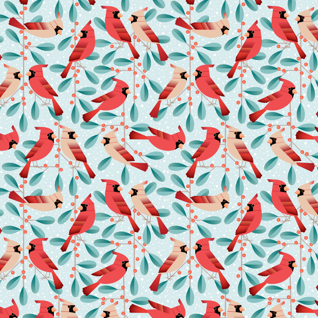 Textilposter cardinals and mistletoe