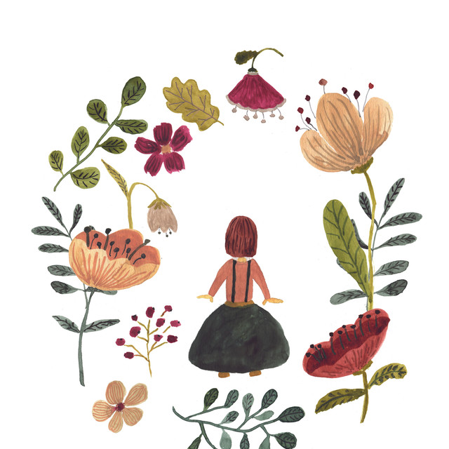 Kissen Mädchen unter Blumen