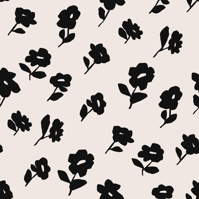 Kissen Kleine Blumen Schwarz