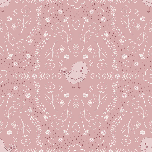 Flächenvorhang Bird Ornament rosa