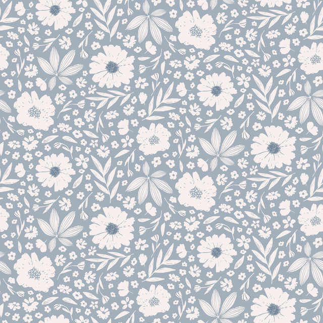 Bettwäsche Olivia Blumen naturals blau