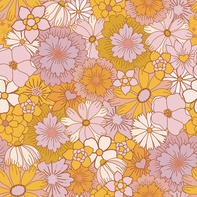 Textilposter Retro Sommer Blumen 1