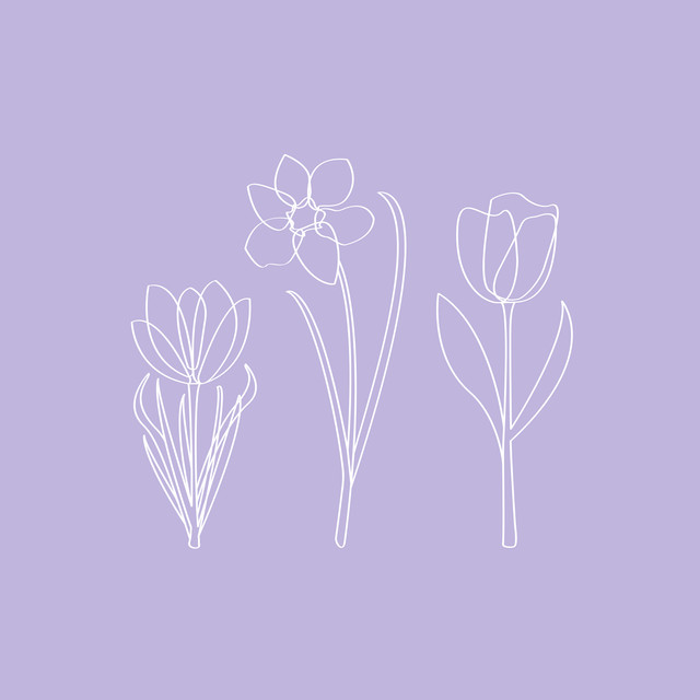 Servietten Lined Spring Flowers Lilac