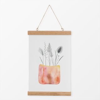 Textilposter Vase mit Gräsern