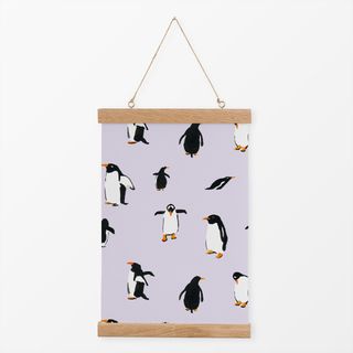 Textilposter Pinguintanz Flieder