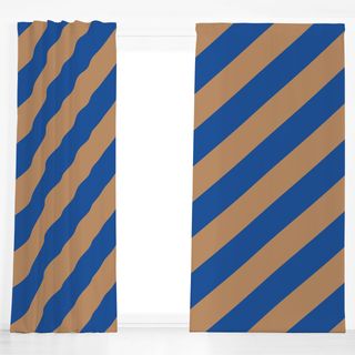 Dekovorhang Diagonale Streifen Braun&Blau