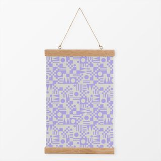 Textilposter Squares & Dots lila