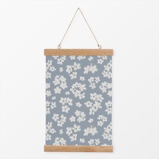 Textilposter Cute Blossoms naturals blau