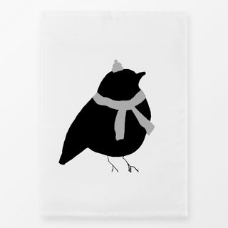 Geschirrtücher Vogel mit Schal & Mütze