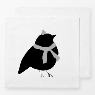Servietten Vogel mit Schal & Mütze