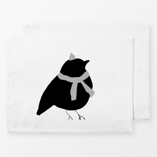 Tischset Vogel mit Schal & Mütze
