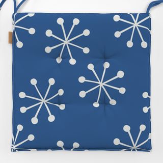 Sitzkissen Schneeflocken auf Blau