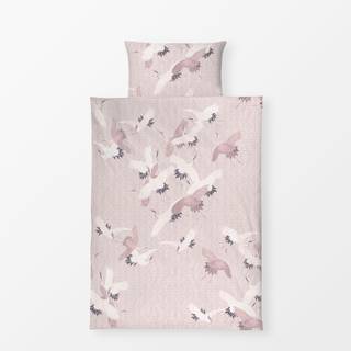 Bettwäsche Japandi Vogeln rosa