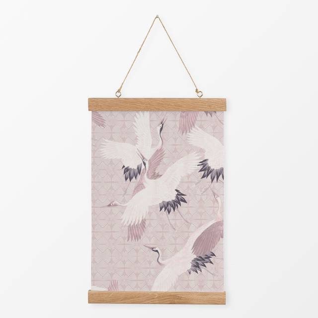 TextilposterJapandi Vogeln rosa