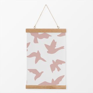 Textilposter Fliegende Vögel Rosa