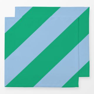 Servietten Diagonale Streifen Grün & Blau
