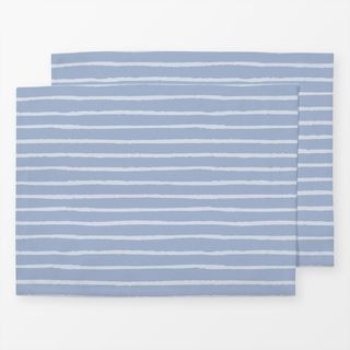 Tischset Stripes Streifen white on blue