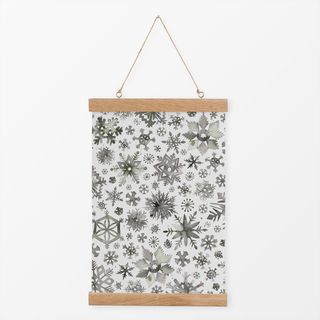 Textilposter Winter Snowflakes Gray