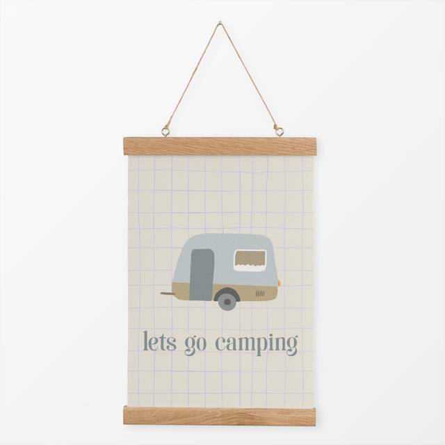 Textilposter Lets go camping caravan