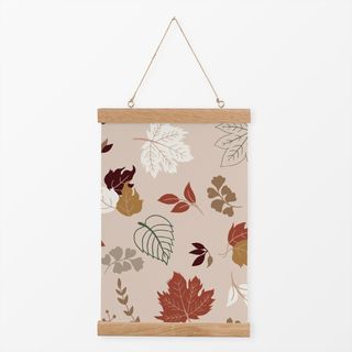 Textilposter Autumn Leaves Pink Background