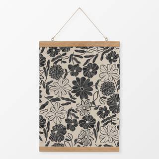 Textilposter Wildflowers beige black