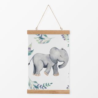 Textilposter Kleiner Elefant und Blüten