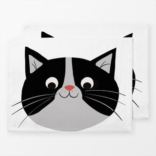Tischset Freundliche Katze Schwarz Weiß