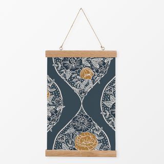 Textilposter Vintage Roses | blau
