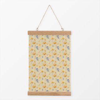 Textilposter flower power yellow