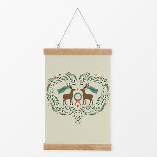 Textilposter Merry Christmas Deer Offwhite