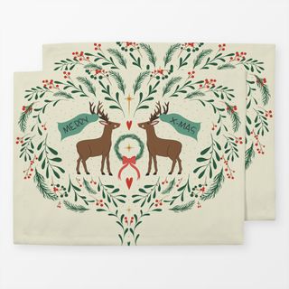 Tischset Merry Christmas Deer Offwhite
