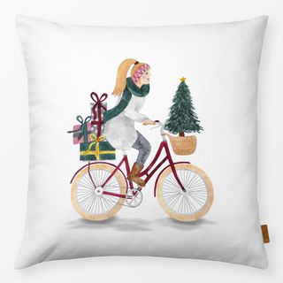 Kissen Cycling Christmas Lady