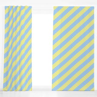 Dekovorhang Diagonale Streifen Gelb & Blau