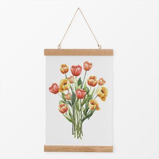Textilposter Tulpen Blumenstrauß Gelb